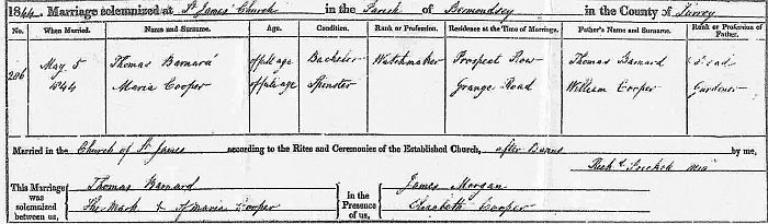 Barnard Marriage Certificate