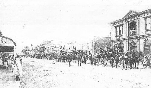 Rangiora Tradesman's Picnic - Mayor George Cone on horse