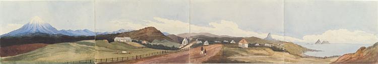 New Plymouth in 1849. Painter: William Fox,